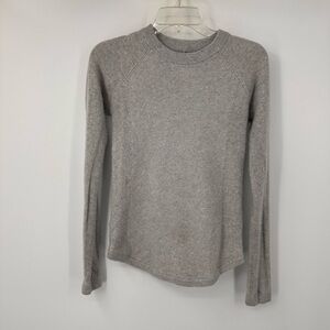 Lululemon Sit In Lotus Sweater Heathered Core Light Grey Thumbholes Comfy Size 6